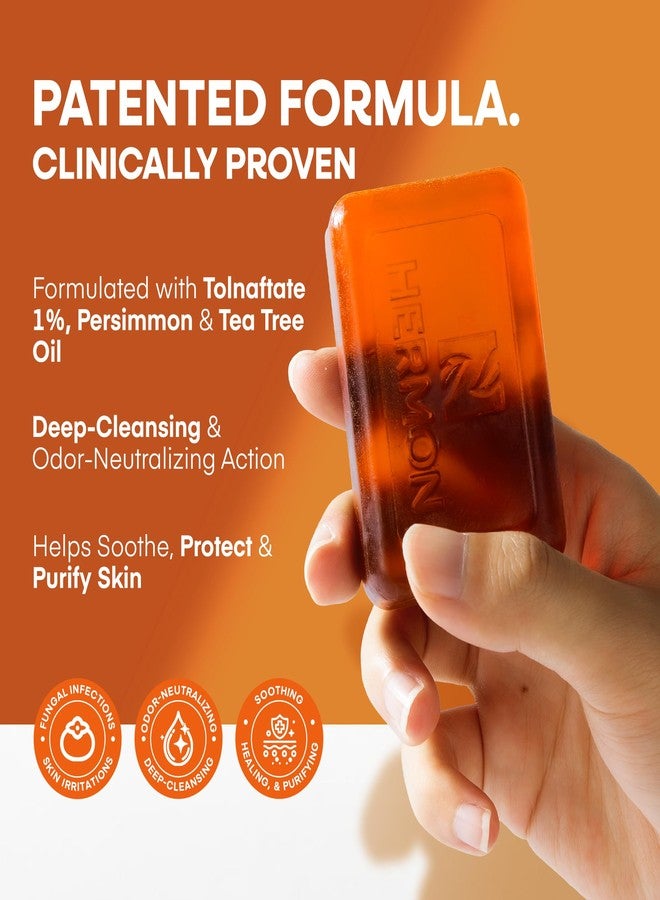 Hermon Antifungal Soap with Persimmon Extract: Antifungal Treatment for Ringworm, Jock Itch & Athlete’s Foot – Persimmon Soap for Odor-Control, Purifying & Deodorizing Nonenal Odor 8oz/2Bars - Image 3